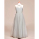 Affordable A-Line Floor Length Satin Tulle Flower Girl Dresses