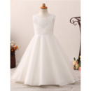 Custom A-Line Sweep Train Satin Flower Girl Dresses for Wedding