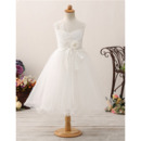 Custom A-Line Tea Length Organza Flower Girl Dresses for Wedding