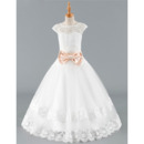 Stunning Ball Gown Floor Length Lace Flower Girl Dresses with Belts