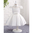 Custom Ball Gown Cap Sleeves Knee Length Flower Girl Dresses