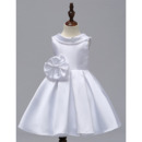 Discount Lapel Mini/ Short Satin Flower Girl Dresses for Wedding