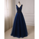 Affordable A-Line V-Neck Floor Length Prom/ Party/ Formal Dresses