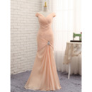Custom Mermaid V-Neck Floor Length Chiffon Pleated Prom Dresses