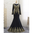 Sexy Mermaid Floor Length Black Prom/ Formal Dresses with Long Sleeves