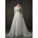 Custom Long Sleeves Long Lace Wedding Dress with Detachable Skirt