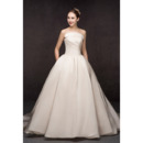 Affordable A-Line Strapless Floor Length Satin Wedding Dresses
