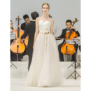 Vintage Strapless Floor Length Satin Organza Wedding Dresses