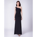 Custom One Shoulder Floor Length Black Evening/ Prom/ Formal Dresses