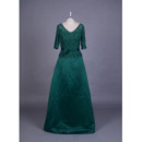 Long Lace Satin Mother Dresses with 3/4 Long Sleeves
