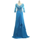 Elegant Floor Length Chiffon Mother Dresses with 3/4 Long Sleeves