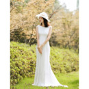 Elegant Sheath Sleeveless Floor Length Chiffon Reception Wedding Dress