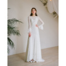2019 New Style Long Lace Reception Wedding Dresses with Long Sleeves