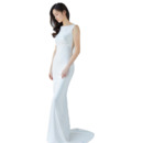 Inexpensive Sexy Sheath Floor Length Satin V-Back Wedding Dresses