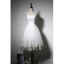 A-Line Strapless High-Low Short Lace Wedding Dresses