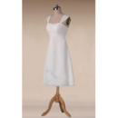 2019 New A-Line V-Neck Sleeveless Knee Length Satin Wedding Dresses