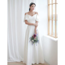 New Sweetheart Long Satin Wedding Dresses with Spaghetti Straps