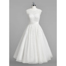 Informal A-Line Sleeveless Knee Length Satin Organza Wedding Dresses