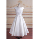 Discount A-Line Sleeveless Tea-Length Taffeta Reception Bridal Dresses