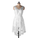 Casual A-Line V-Neck High-Low Short Lace Beach Wedding Dresses
