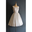 Inexpensive A-Line Sleeveless Short Lace Reception Bridal Dresses