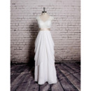 New V-Neck Floor Length Chiffon Wedding Dresses with Sashes