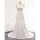 Affordable Sweetheart Long Satin Wedding Dresses with Spaghetti Straps