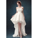 A-Line Strapless High-Low Satin Wedding Dresses