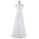 Inexpensive Floor Length Chiffon Wedding Dresses with Short Sleeves