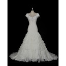 Affordable A-Line Floor Length Chiffon Ruffle Skirt Wedding Dresses