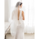 2 Layers Fingertip-Length Tulle with Applique White Wedding Veils