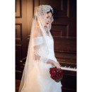 1 Layer Floor-Length Lace White Wedding Veils
