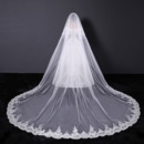 1 Layer Cathedral-Length Tulle with Lace White Wedding Veils
