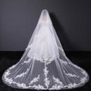 2 Layers Cathedral-Length Organza with Lace White Wedding Veils