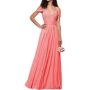 Style Spaghetti Straps Floor Length Chiffon Bridesmaid Dresses