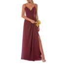 Affordable Spaghetti Straps Long Chiffon Bridesmaid Dress with Slit