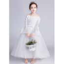 Stunning Off-the-shoulder Long Flower Girl Dresses with Long Sleeves
