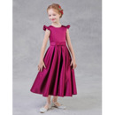 Adorable A-Line Sleeveless Tea Length Satin Flower Girl Dresses