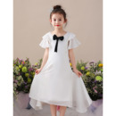 Custom Tea Length Chiffon Flower Girl Dresses with Short Sleeves