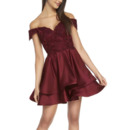 Affordable Off-the-shoulder Short Satin Lacing Homecoming Dresses