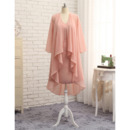 Elegant Column V-Neck Short Chiffon Mother Dresses with Jackets