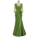 Discount Sheath Floor Length Satin Mother Dresses with Lace Sleeves