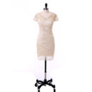 Custom Column V-Neck Short Lace Mother Dresses with Short Sleeves