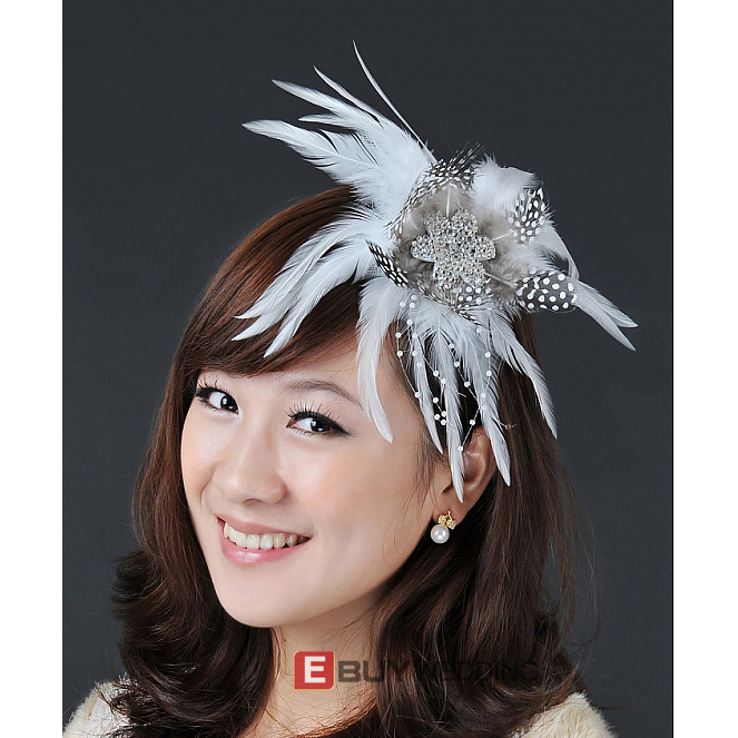 Stunning Tulle Organza Printed Tassel Fascinators for Brides US 26.