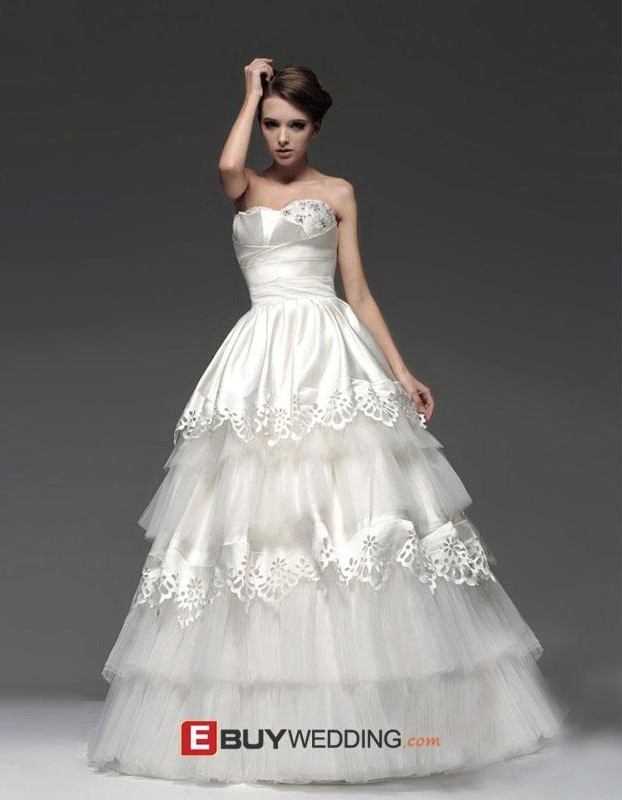 Winter A-Line Sweetheart Floor Length Tiered Wedding Dresses - US$ 194. ...