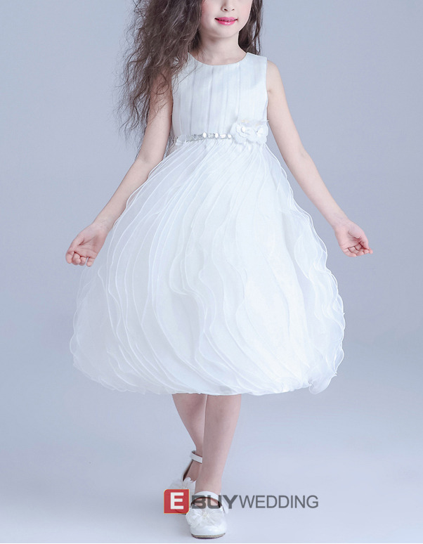 Custom Ball Gown Short Satin Tulle Ruffle Skirt Flower Girl Dresses